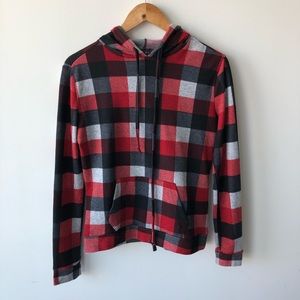 Red and Black Plaid Hoodie